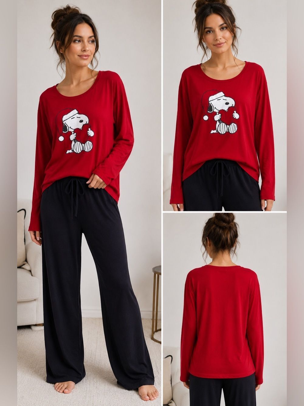 Peanuts Snoopy  Munki Munki Nightgown Nightshirt  Size 1X Christmas Pajamas Red